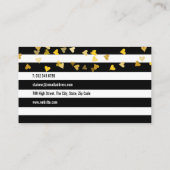 モダンなストライプに散りばめられたゴールドハート 名刺 (裏面)