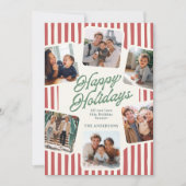 モダンなストライプのフォトコラージュ　温かい色合い　ハッピー シーズンカード (正面)