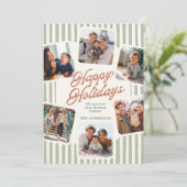 モダンなストライプのフォトコラージュ 温かい色合い ハッピー シーズンカード (スタンド正面)