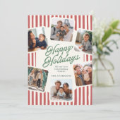 モダンなストライプのフォトコラージュ 温かい色合い 幸せな シーズンカード (スタンド正面)