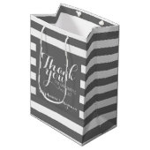 モダンなストライプ柄の結婚式のお礼 ミディアムペーパーバッグ (正面アングル)