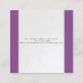 モダンなストライプ、シンプル、バイオレット スクエア名刺 (裏面)