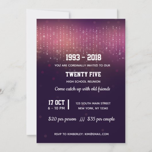 モダンなストリングライト 招待状 (正面)