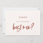 モダンなスノー ピンクのあなたは私のベストマンカードになります 招待状 (正面)