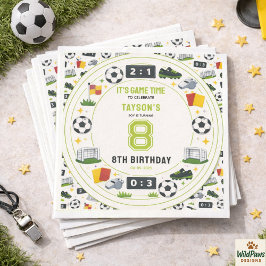 モダンなスポーツサッカーの少年8歳の誕生日パーティー スタンダードカクテルナプキン
