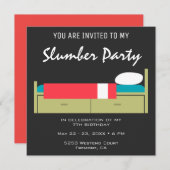 モダンなスランバー・パーティーの誕生日の招待状 招待状 (正面/裏面)