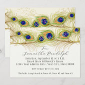 モダンなスワールピーコックフェザー ブライダルシャワー招待状 招待状 (正面/裏面)