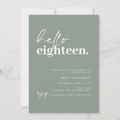 モダンなセイジのこんにちは 18歳の誕生日パーティー 招待状 (正面)