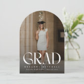 モダンなセリフ エレガント アーチ フォト 卒業 招待状 (スタンド正面)