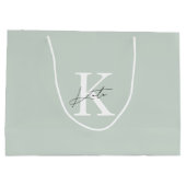 モダンなセージのモノグラム 花嫁の友達へのプレゼント ギフトバッグ (裏面)