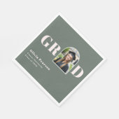 モダンなセージグリーンとピンクのアーチ写真 卒業証書 スタンダードランチョンナプキン (角)