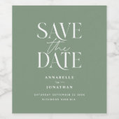 モダンなセージグリーンのエレガントでミニマルなスクリプトウェディング ワインラベル (シングルラベル)