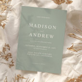 モダンなセージグリーンのエレガントなウェディング 招待状