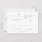 モダンなセージグリーンのエレガントなスクリプトハート 出欠カード (正面)