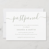 モダンなセージグリーンの結婚式延期 案内状 (正面)