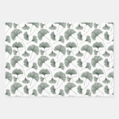 モダンなセージグリーンの銀杏の葉 ラッピングペーパーシート (正面)