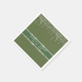 モダンなセージグリーン グリッター ドリップ スパークリング ダイヤモンド スタンダードカクテルナプキン (角)
