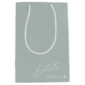 モダンなセージ色のブライズメイド プロポーズ ギフトバッグ (正面)