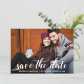 モダンなセーブ・ザ・デート　エンゲージメント写真WS 招待状 (スタンド正面)