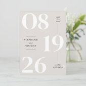 モダンなセーブ・ザ・デート フォト アナウンスメント カード (スタンド正面)