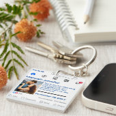 モダンなソーシャルメディアカスタムメッセージウェディングギフト キーホルダー (正面右)