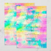 モダンなタイダイ抽象カラフル 招待状 (正面/裏面)