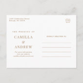 モダンなタイプの名前シンプル4枚写真ウェディング インビテーションポストカード (裏面)