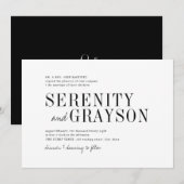 モダンなタイポグラフィが特徴のエレガントでミニマルな結婚式 招待状 (正面/裏面)