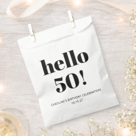 モダンなタイポグラフィでお祝いする50歳の誕生日パーティー フェイバーバッグ
