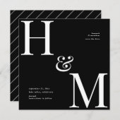 モダンなタイポグラフィのイニシャル ウェディング セーブ・ザ・デート (正面/裏面)