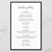 モダンなタイポグラフィのミニマリスト結婚式プログラム チラシ (裏面)