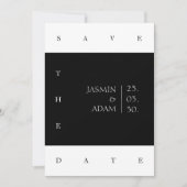 モダンなタイポグラフィの結婚式 セーブザデート (正面)