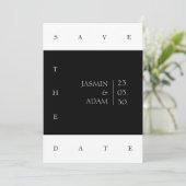 モダンなタイポグラフィの結婚式 セーブザデート (スタンド正面)