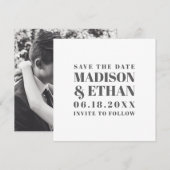 モダンなタイポグラフィの結婚式 セーブザデート (正面/裏面)