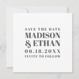 モダンなタイポグラフィの結婚式 セーブザデート