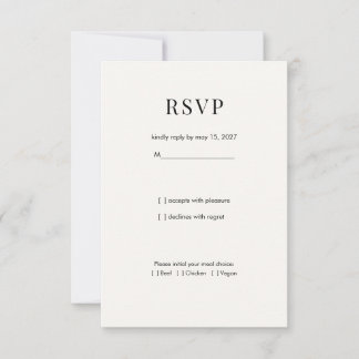 モダンなタイポグラフィの結婚式RSVPカード 出欠カード