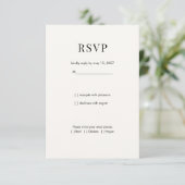 モダンなタイポグラフィの結婚式RSVPカード 出欠カード (スタンド正面)