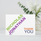 モダンなタイポグラフィの陽気な結婚式のサンキューカード サンキューカード (スタンド正面)