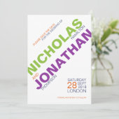 モダンなタイポグラフィの陽気な結婚式の保存日付カード セーブザデート (スタンド正面)