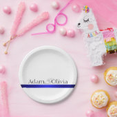 モダンなタイポグラフィの青い結婚式 ペーパープレート (パーティー)