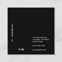 モダンなタイポグラフィのBlack&Whiteの正方形の名刺