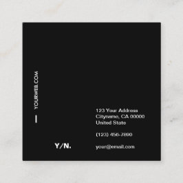 モダンなタイポグラフィのBlack&Whiteの正方形の名刺 スクエア名刺