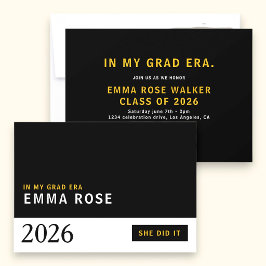 モダンなタイポグラフィック「Grad Era」パーティー招待状 招待状