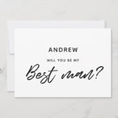 モダンなタイポグラフィーで、あなたが私のベストマンであることを示すカード 招待状 (正面)