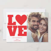 モダンなタイポグラフィーで「LOVE」 ヴァレンタインデーの写真 シーズンカード (正面)
