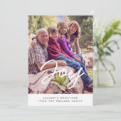 モダンなタイポグラフィーのクリスマス家族写真 シーズンカード (スタンド正面)
