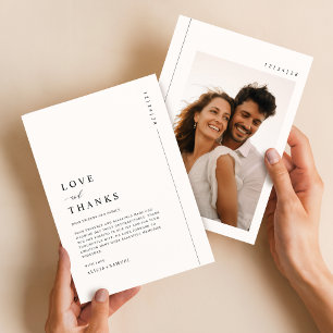 モダンなタイポグラフィーのシンプルな写真の結婚式 サンキューカード
