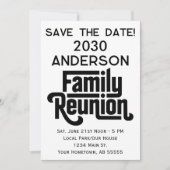 モダンなタイポグラフィーのファミリーリユニオンSave The Date 招待状 (正面)