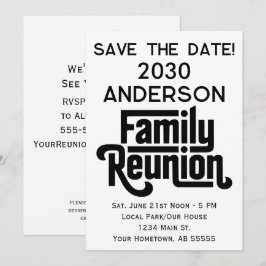 モダンなタイポグラフィーのファミリーリユニオンSave The Date 招待状