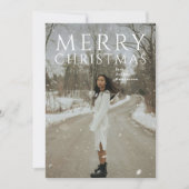 モダンなタイポグラフィーの写真による現代的なクリスマス シーズンカード (正面)